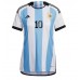 Argentina Lionel Messi #10 Hemma matchtröja Dam VM 2022 Kortärmad Billigt